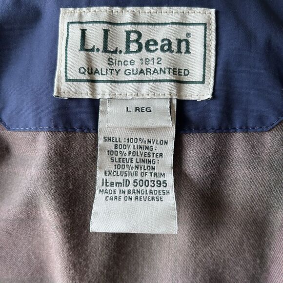 Vintage LL Bean Jacket Men Medium Blue Warm Up Fleece Lined Windbreaker Coat 90s - Picture 9 of 11